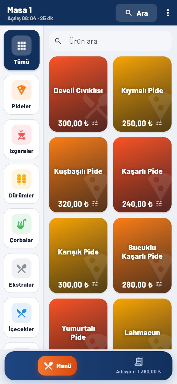 Telefonda sipariş ekranı