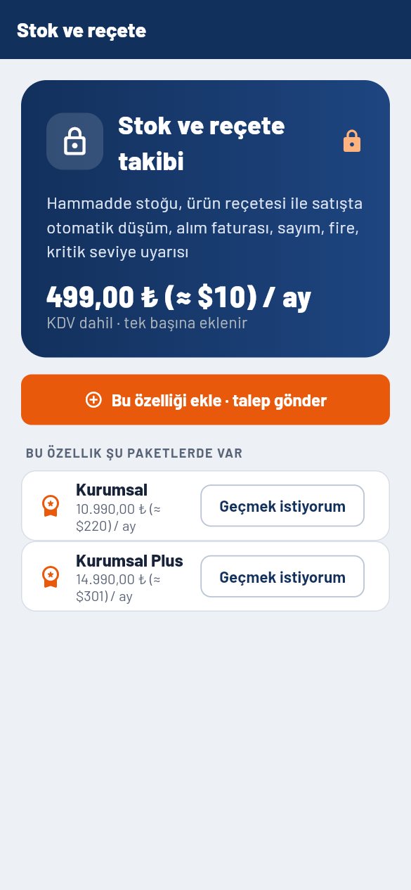 Kilitli özellik ekranı