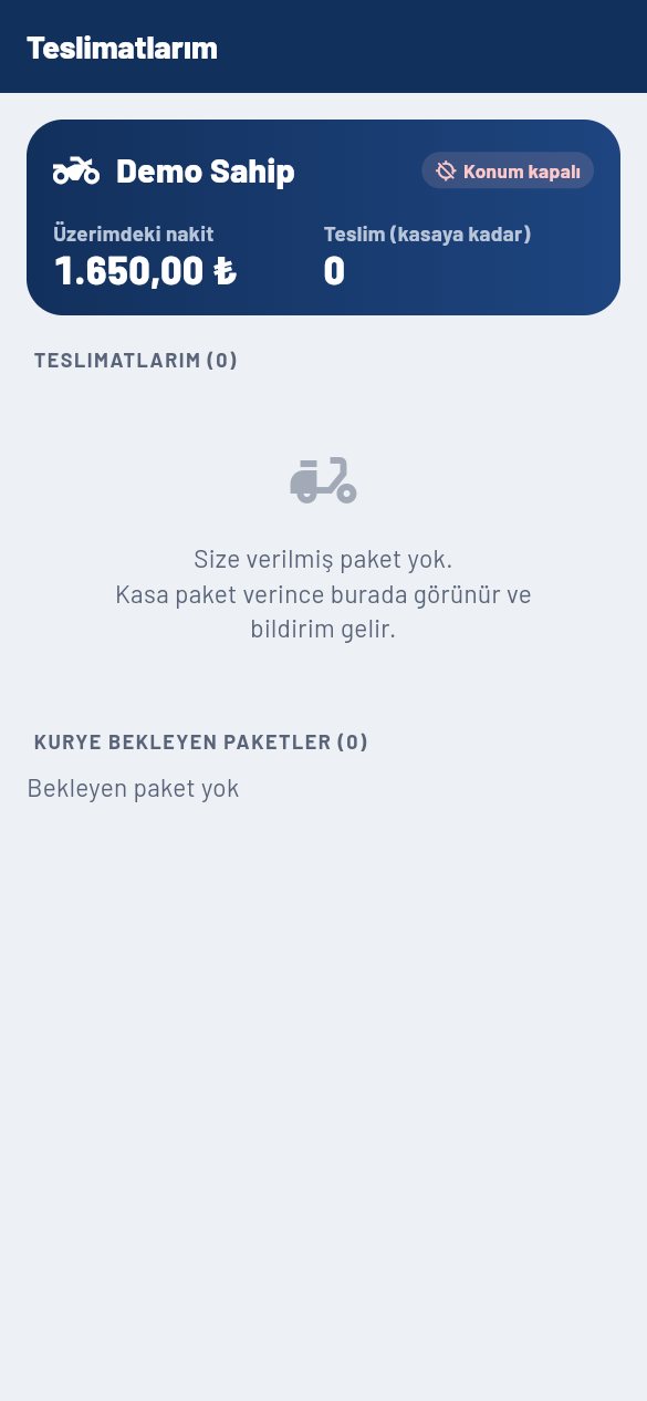 Kuryenin telefonunda teslimatlar