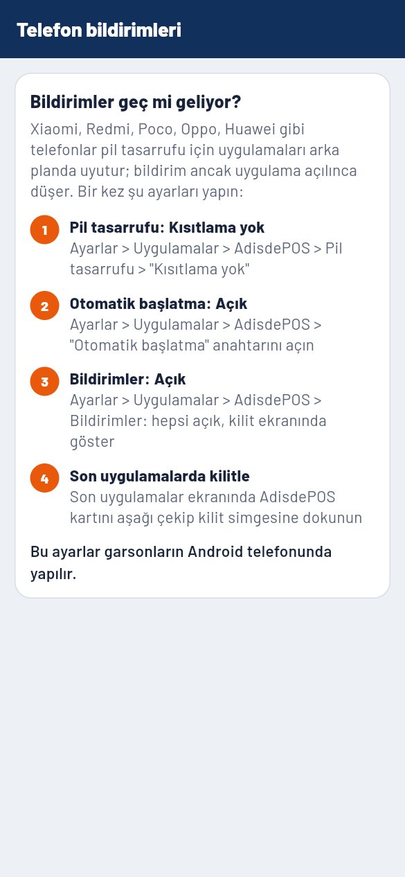Telefon bildirim ayarı