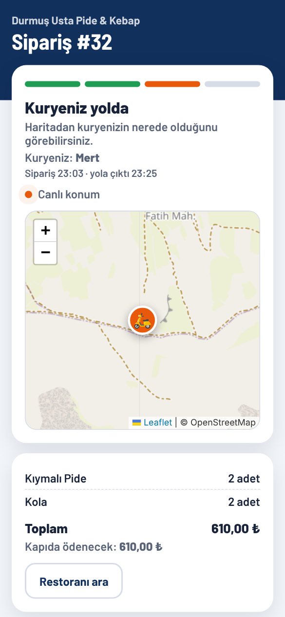 Müşterinin telefonunda sipariş takibi